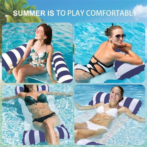 Swimming Pool Float Water Hammock, 4 in 1 Multi-Purpose Inflatable with Air Pump - Picture 2 of 7